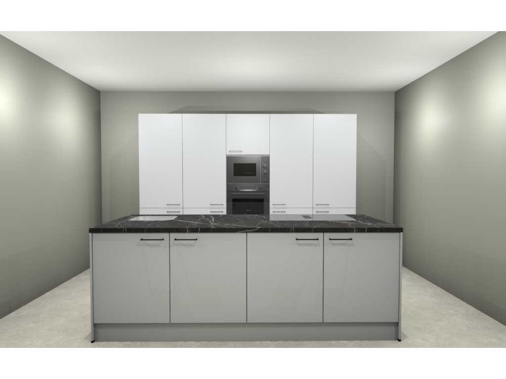 Häcker Concept130 Topsoft kristalwit mat Eiland Keuken opstelling - Häcker Keukens keukens uit voorraad leverbaar
