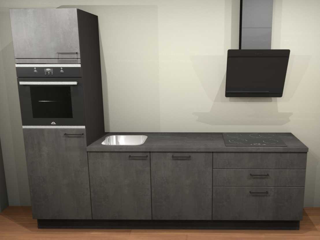 Nobilia Laser Decor zwart beton recht keuken - Nobilia Keukens keukens uit voorraad leverbaar